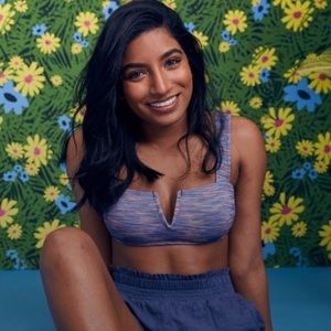 AERIE Bikini bandeau swim suit top v wire space dyed large